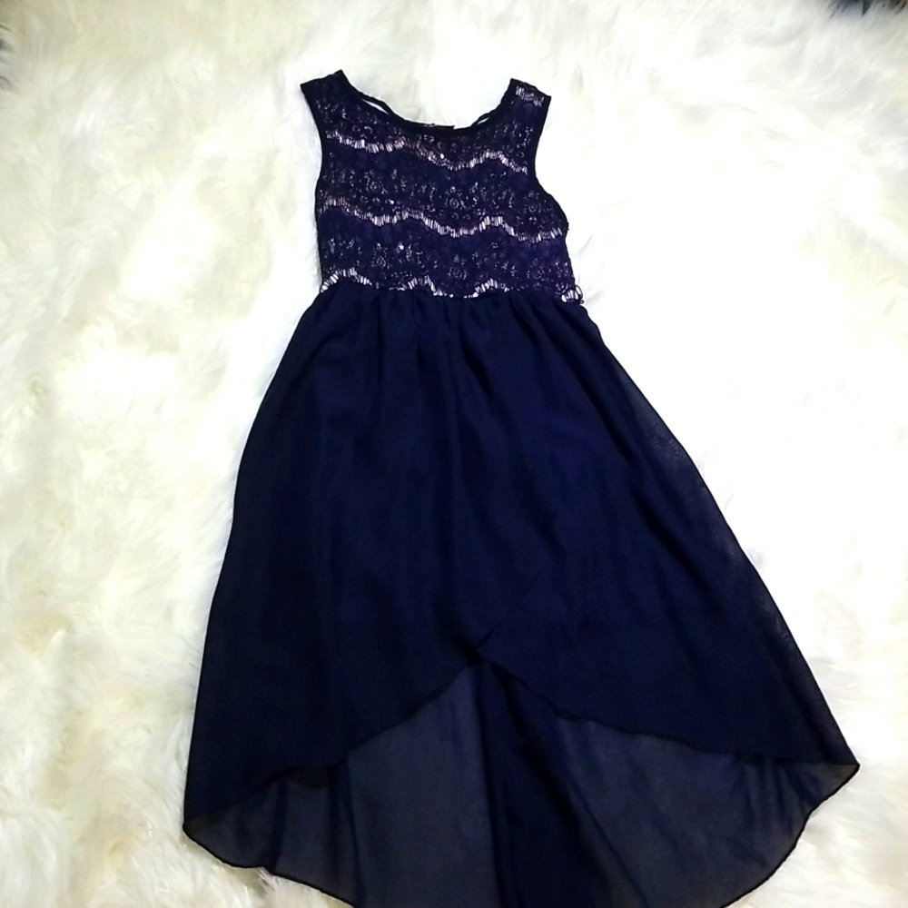 Navy blue high low dress